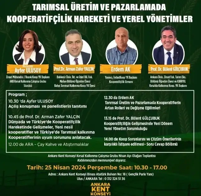 ANKARA KENT KONSEYİ TARIMSAL KALKINMA NİSAN AYI AYLIK OLAĞAN TOPLANTISI.
