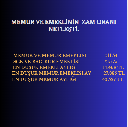 Memur,emekli 2025 yılı artiş oranları